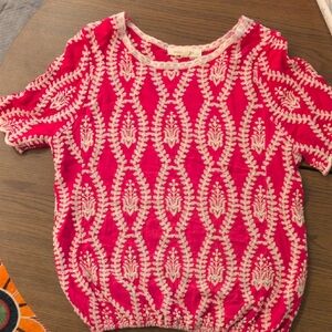 Solitaire Hot Pink Embroidered Scoop Neck Top